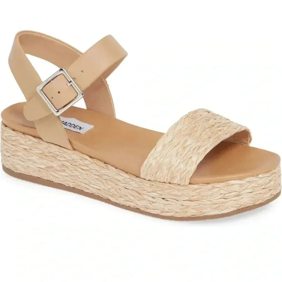 Steve Madden Accord Espadrille Platform Sandals Strap Tan Women’s Size 9 - Picture 1 of 8